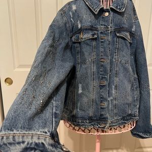 Angel kiss distressed jean jacket